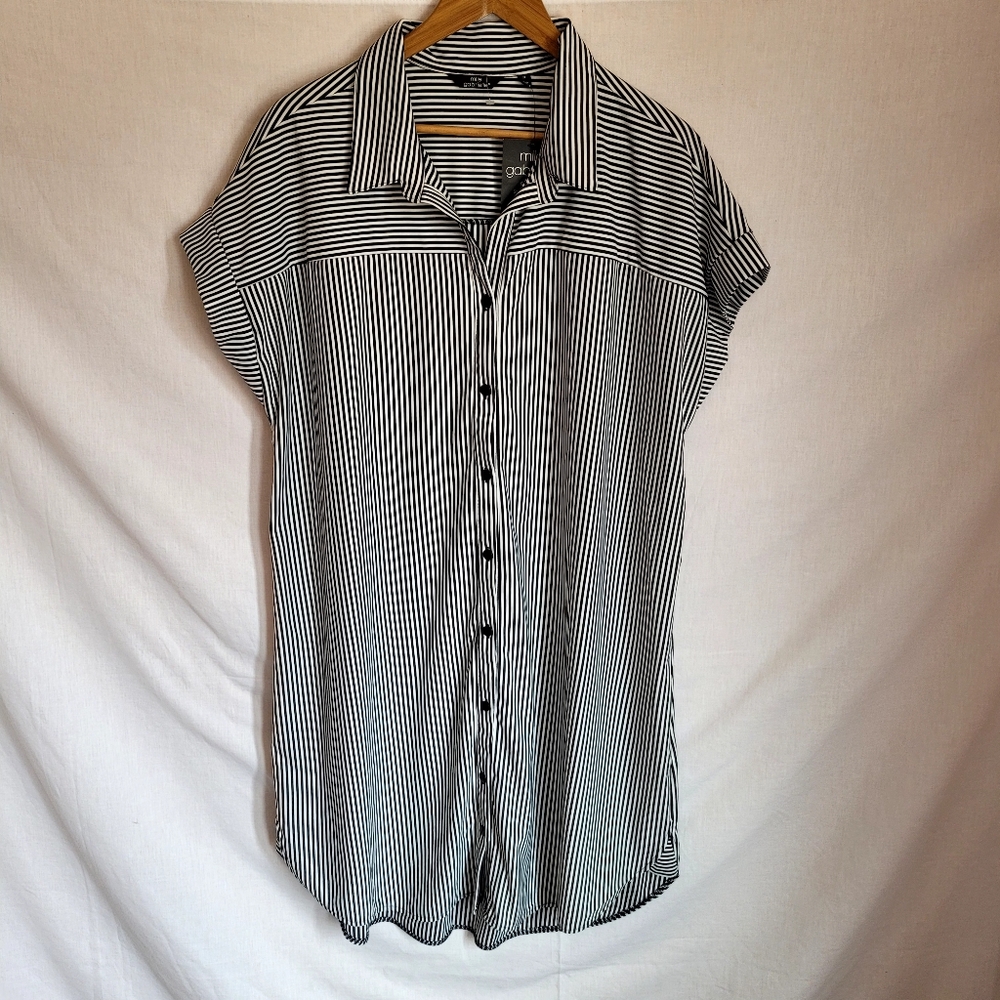 Black & White Striped Shirt Dress Size 2X